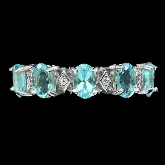 Apatite Ring, Blue Stone Ring, Gemstone Ring, Anniversary Ring, Stackable Rings - Picture 2 of 6